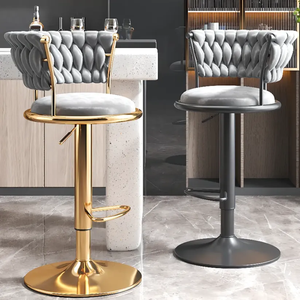 Chaises <span class=keywords><strong>de</strong></span> <span class=keywords><strong>bar</strong></span> en velours pour la maison, ensemble <span class=keywords><strong>de</strong></span> 4 tabourets <span class=keywords><strong>de</strong></span> <span class=keywords><strong>bar</strong></span>, chaises <span class=keywords><strong>de</strong></span> comptoir pivotantes à 360 degrés pour restaurant - Product Image 2