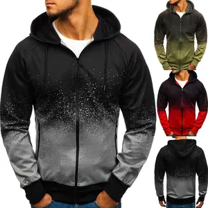 Осенняя и зимняя Мужская Горячая Распродажа 3D цифровая печать с капюшоном свитер градиент дизайн на молнии, толстовки с капюшоном