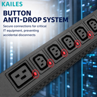 KAILES(KLS) KLS-K66 Série MA 16A PDU intelligent monophasé à double port réseau 200-240Vac 16 prises 3840W Bouton noir
