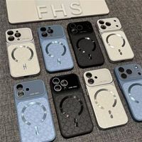 Coque rigide élégante en PU, motif losanges, couleur unie, compatible avec iPhone 17 16 15 14 Pro Max