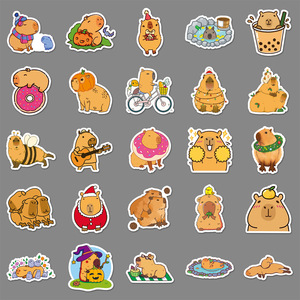 선물 수제 스티커 PVC 방수 자체 접착 용지 카피바라 스티커 세트 - Product Image 5