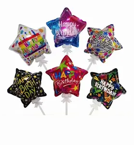 New self-explosive five-pointed star aluminum film foil balloon with bow bachelor party children's toy ball