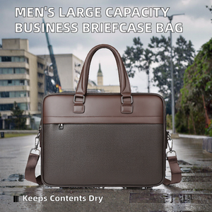 Sac de travail souple unisexe en cuir véritable grande capacité écologique imperméable pour les déplacements et les réunions - Product Image 2