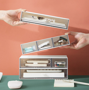 引き出し付きの異なるホームオフィス用プラスチック製テーブル収納デスクオーガナイザー - Product Image 3