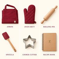 Kit Cadeau Pâtissier Personnalisé avec Logo, Incluant Tablier, Gant de Four, Rouleau à Pâtisserie, Spatule, Emporte-pièces, Carnet de Recettes – Fournisseur de Cadeaux d'Entreprise