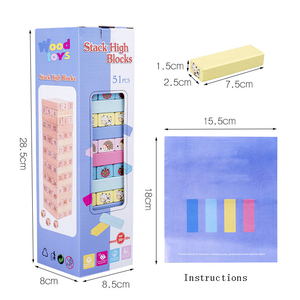 Hot bán nhận thức khối xây dựng bằng gỗ lật đổ nhào lộn tháp trẻ em trò chơi hội đồng quản trị đồ chơi với con xúc xắc làm từ gỗ bền - Product Image 6