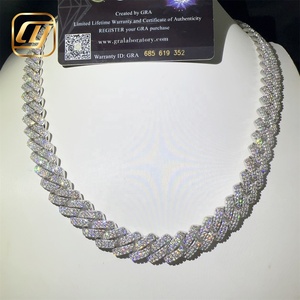 GRA Certificated Fine Jewelry Hip Hop 925 Sterling Silver 14MM <b>Iced</b> <b>Out</b> VVS Moissanite Diamond Cuban Link <b>Chain</b> Necklace - Product Image 1