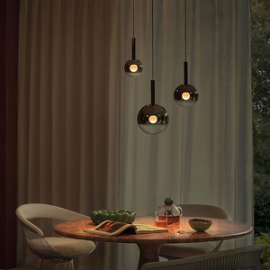 Lámpara Colgante LED para Mesita de Noche de Hotel, Regulable con Sensor de Movimiento, Estilo Nórdico Moderno, Cristal Degradado <span class=keywords><strong>Gris</strong></span> Ahumado - Product Image 2