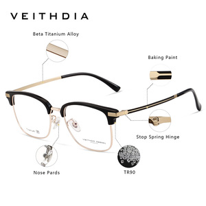 Veithdia Square Optical Eyeglasses Pure Titanium <b>Frame</b> Blue Light Protection Unisex Medium Size - Product Image 2