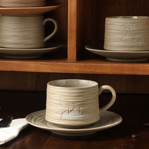 أكواب وصحون قهوة عربية بتصميم جديد بنمط الجمل والنجمة والقمر، طقم أكواب شاي بتصميم إبداعي مع شعار مخصص - Product Image 5