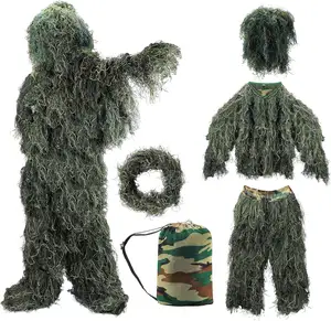 成人沙漠迷彩吉利套装3D迷彩狩猎服装森林林地5件套吉利狩猎套装