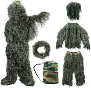 Dành Cho Người Lớn Sa Mạc Ngụy Trang Ghillie Phù Hợp Với 3D Camo Săn Bắn Trang Phục Rừng Woodland 5-Mảnh Ghillie Phù Hợp Với Cho Săn Bắn