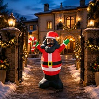 Père Noël gonflable d'extérieur avec lumières LED, en plastique, conçu pour les fêtes