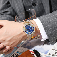 Montre Hip Hop Homme Luxe Étanche de Marque, Cadran Rond en Alliage, Montre-Bracelet à Quartz Idéale Cadeau pour Petit Ami