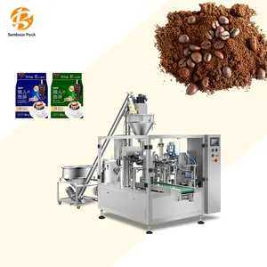 Multifunction Rotary premade Pouch Flour Pack Bean Cartoon Boxes Powder Filling And Coffee Drip Bag Doypack Packing Machine