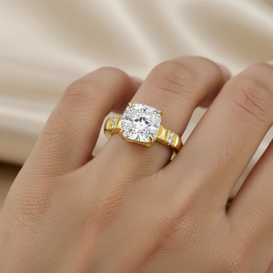 Anillo de Plata de Ley S925 con Moissanita Cuadrada, Anillo de Lujo Ligero para Mujer, Anillo de Compromiso, Joyería para el Dedo Índice para Uso Diario - Product Image 3
