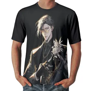 Cheap Price Custom Print Two-Dimensional Style Cartoon Fashion Men's T-Shirt Short Sleeve Men's Animation Peripherals T-Shirt