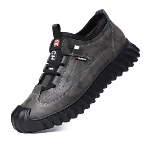 Gamuza superior antideslizante impermeable con cordones para hombres al aire libre plano caminar entrenamiento conducción mocasines Zapatillas para hombre
