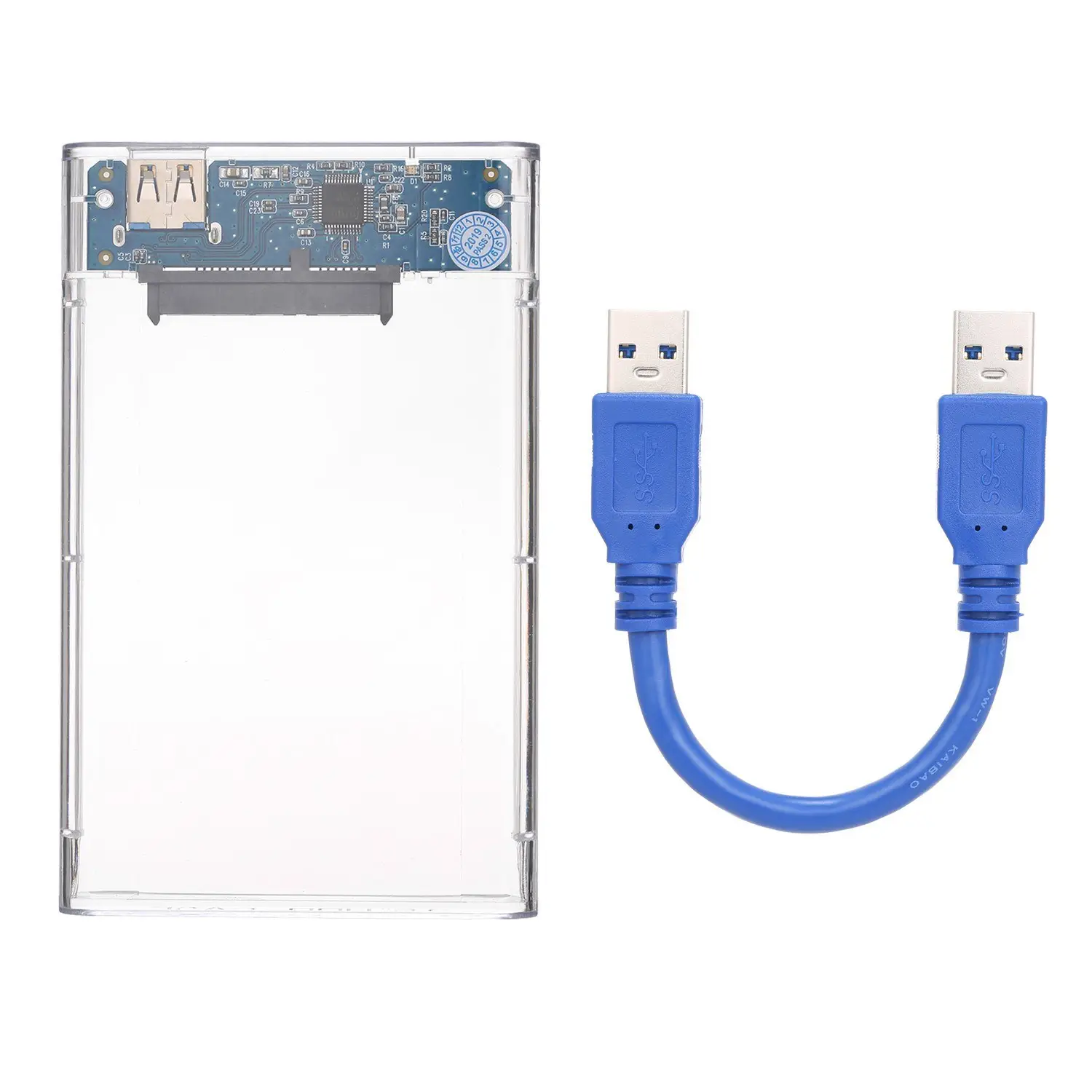 USB 3.0 HDD Case Box Hard Drive Enclosure Compatible with 2.5-inch SATA HDD Enclosure Universal Transparent