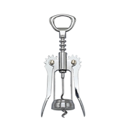 Saca-rolhas Premium Cromado Prata e Preto com Design de Asa, Abridor de Garrafas de Vinho de Metal Multifuncional para Bar e Festas