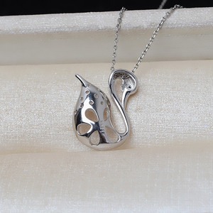 Colgante de Plata S925 con Forma de Cisne y Perla de 8-10 mm, Colgante para Cabello Femenino, Accesorios para Manualidades, Bandeja Vacía, Producto Semiterminado 3888 - Product Image 5