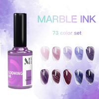 MH aquarelle floraison encre liquide alcool marbre encre vernis à ongles blanc noir rose air sec dégradé fumée vernis à ongles