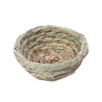 Nouveau Nid d'oiseau rond tressé à la main en paille Baboney, maisonnette pour oiseaux, tapis de toilette et jouet pour perroquets, pigeons et cailles - 200g Fournitures pour animaux de compagnie