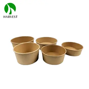 Çevre dostu 8 oz 12 oz 16 oz yuvarlak Kraft gıda kağıt kapaklı kase