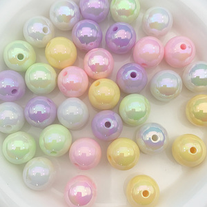 ลูกปัดพลาสติกเรซิ่นทรงกลมขนาด 10 มม. เคลือบ UV สีรุ้ง สำหรับทำเครื่องประดับ DIY - Product Image 1