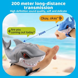 Cinturino regolabile a lungo raggio suono chiaro campeggio <span class=keywords><strong>gioco</strong></span> all'aperto 2 Pack squalo Walkie Talkie giocattolo per bambini - Product Image 2
