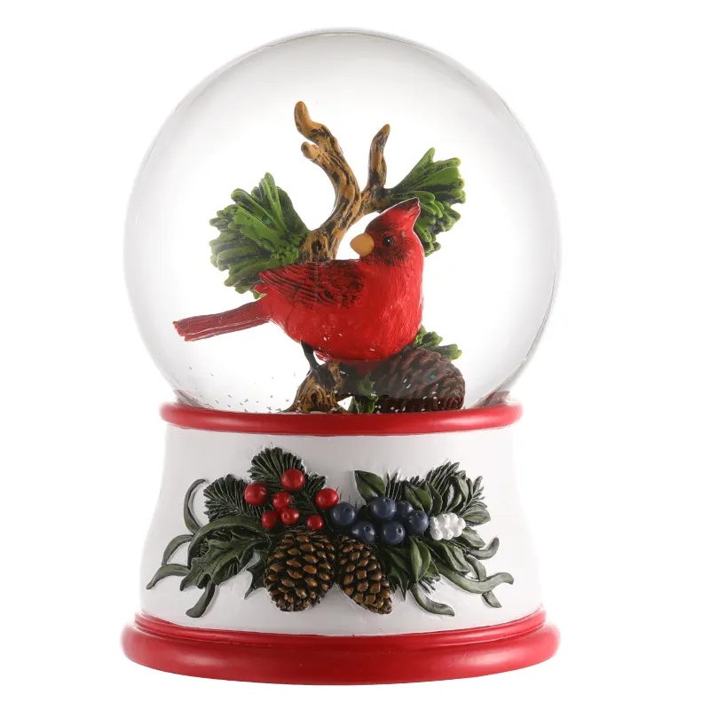 Personalizado Animal Snow Globe Pássaro Water Globe Vidro Soprando Snow Plant Padrão Base Home Decoração Presente Lembrança Resina Snow Globe