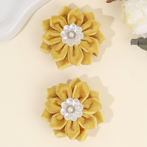 Glitter Velvet <b>Flower</b> Hair Clips Pearl Rhinestone Fabric Barrettes For Girls Autumn Winter Kids Hair Accessories - Product Image 6