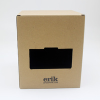 Boîte d'expédition en carton ondulé kraft marron personnalisée avec fenêtre découpée et logo en relief pour emballage cadeau de tasses