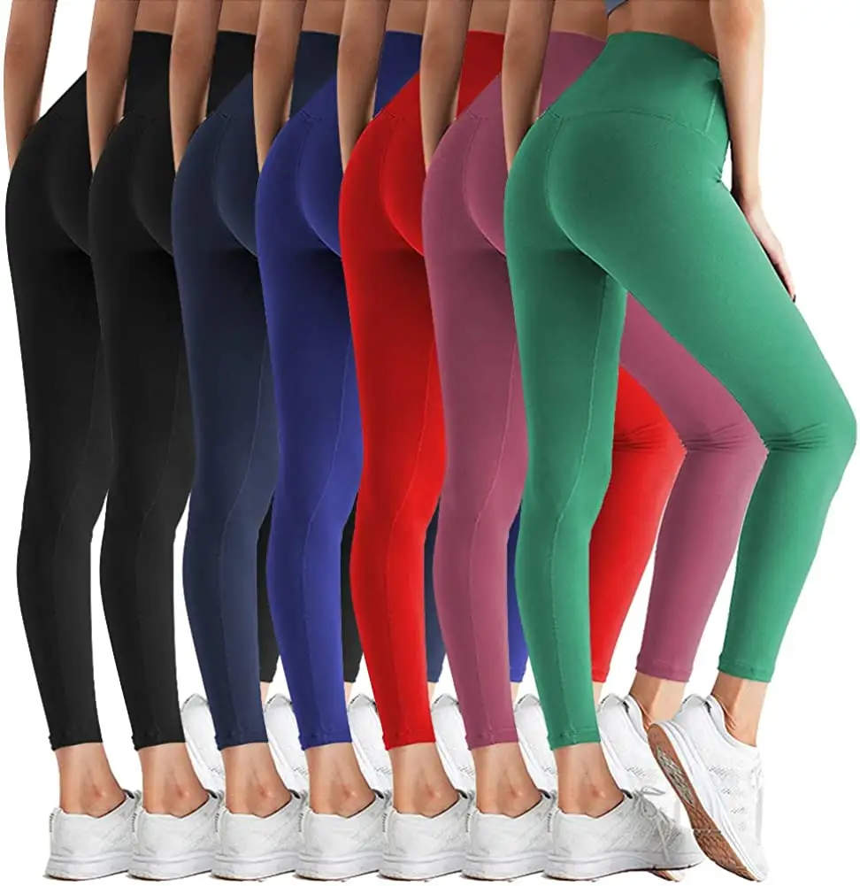 Amazon Hot Leggings Damen Fitness Stretchy Gym Super weiche bunte hohe Taille enge Leggings für Frauen