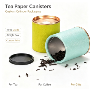 Boîte cylindrique en carton recyclable avec couvercle facile à ouvrir pour le stockage des grains de café en garantissant leur fraîcheur - Product Image 1