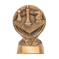 Trophée d'échecs en résine Weivista, échiquier en bronze, roi, cavalier, pion, plaque dorée artisanale, récompense de compétition d'échecs