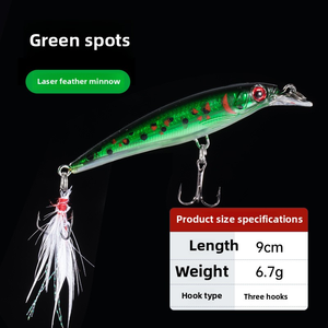Fourniture directe d'usine Matériel de pêche Tentation fatale Leurre laser à très longue portée Minnow avec plume - Product Image 6