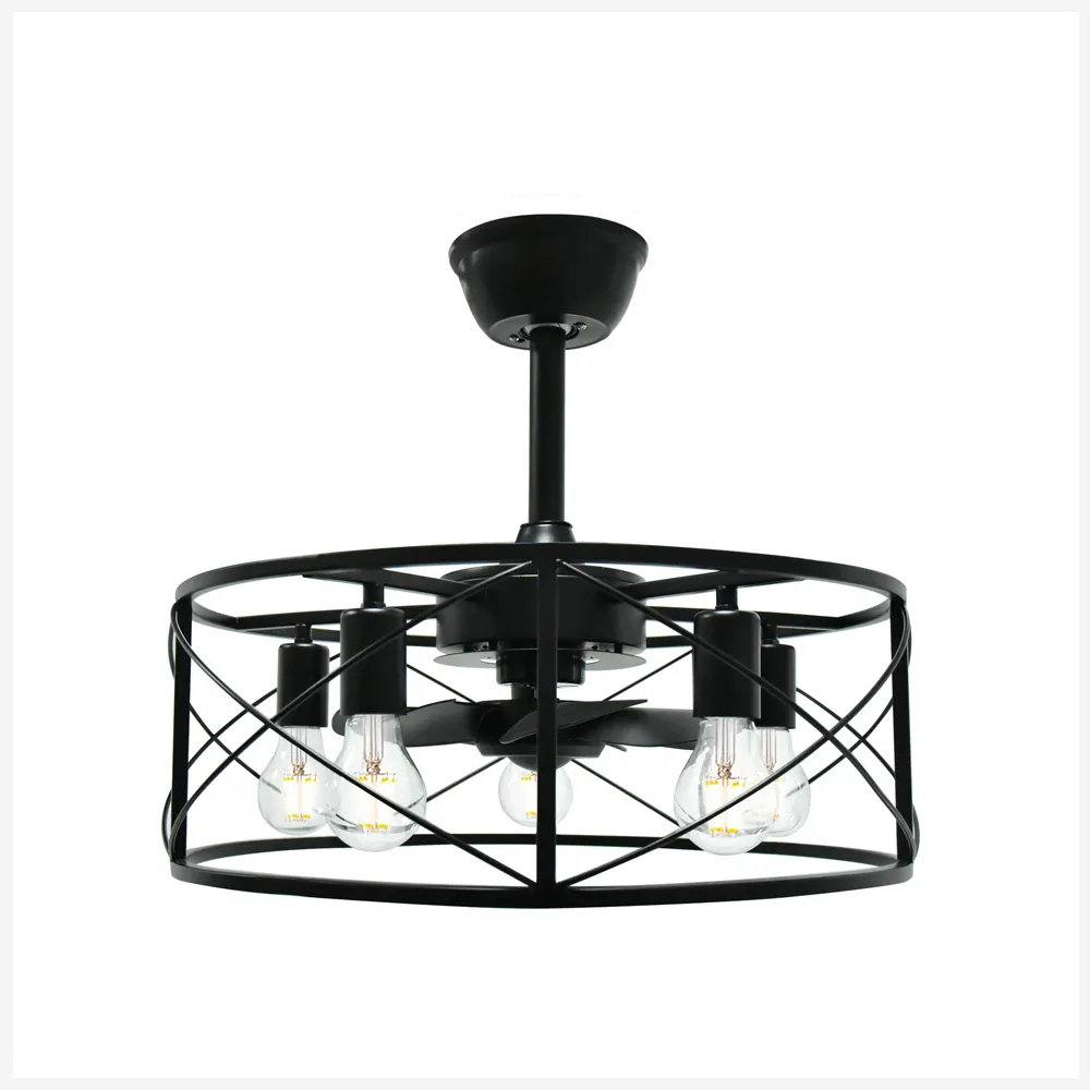 Dining room bedroom remote control chandelier cage closed ceiling fan industrial rustic vintage fan ceiling fan with light