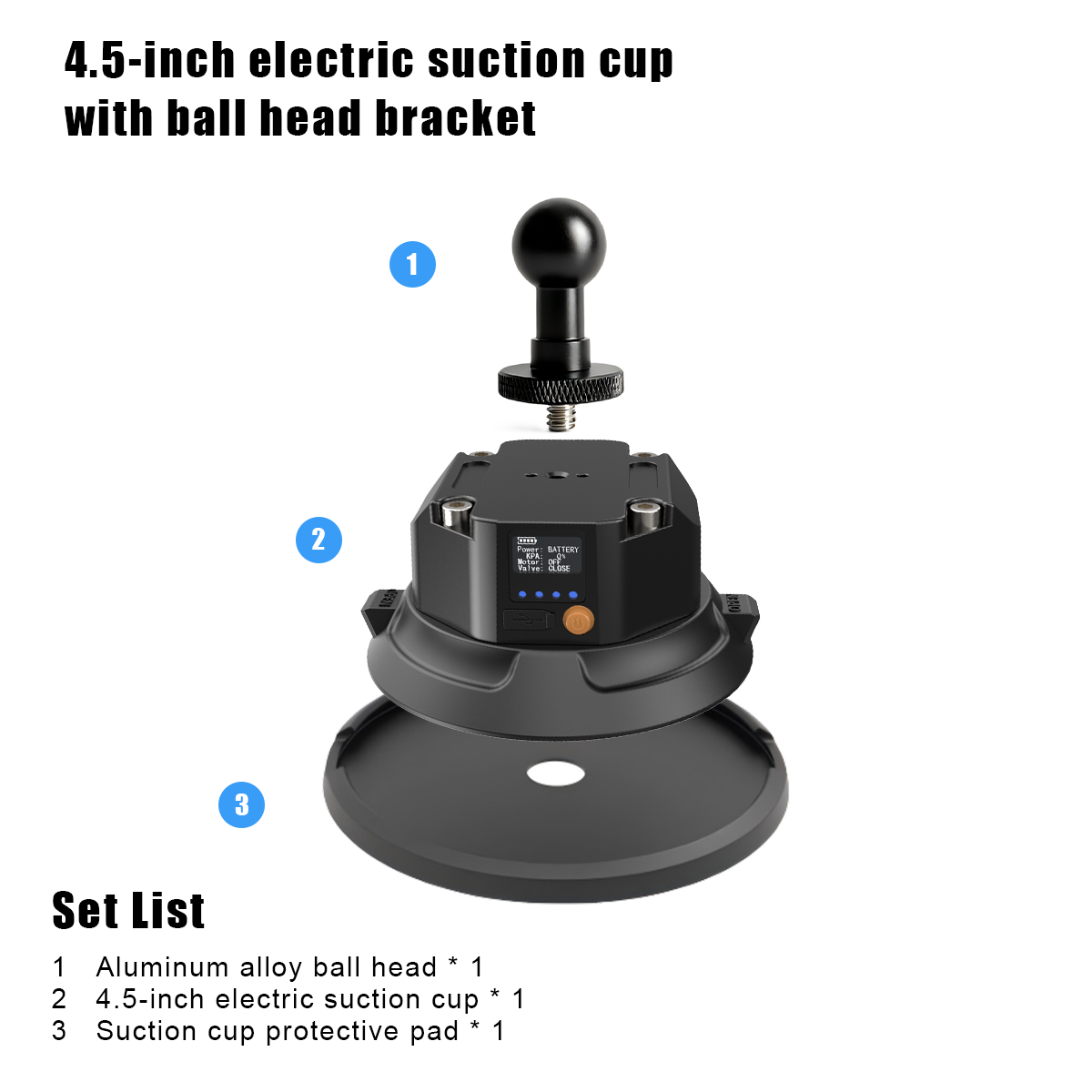 4.5-inch electric suction cup  with ball head bracket