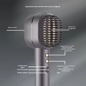 Sèche-<span class=keywords><strong>cheveux</strong></span> ionique haute vitesse 1400W, <span class=keywords><strong>brosse</strong></span> à <span class=keywords><strong>cheveux</strong></span> 5 vitesses et écran tactile LCD, lisseur à air chaud pour salon et usage domestique - Product Image 5