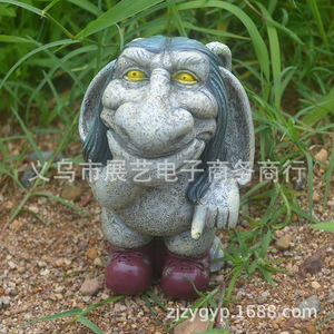 Gnome Ponderingsylvester Handgefertigte Rasentroll-Statue im Pastoralen Stil Cartoon-Figur - Product Image 1