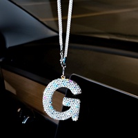 Ornement de voiture personnalisé en strass LC, lettre initiale, cœur, plume, pendentif pour rétroviseur, accessoires de voiture scintillants