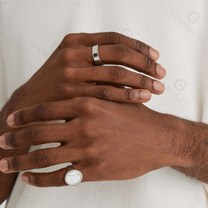 Gemnel 925 실버 로듐 도금 vermeil 클래식 타원형 천연 보석 인장 오닉스 반지 남자 - Product Image 3