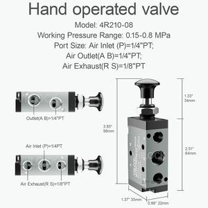 Válvula Neumática VIILOCK de 5 Vías y 2 Posiciones, 1/4 NPT, Control Manual, Tipo de Accionamiento Directo - Product Image 4