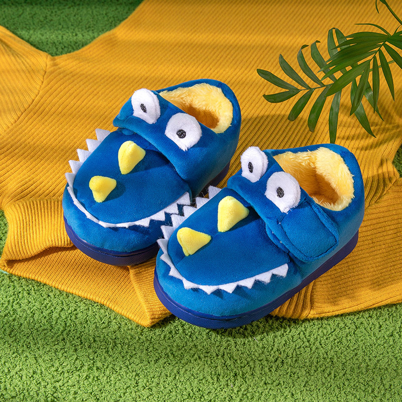 Детские хлопковые тапочки; Зимние От 1 до 3 лет для мальчиков и девочек; 5 тапочек для малышей; Милая домашняя обувь для детей с рисунком динозавра
