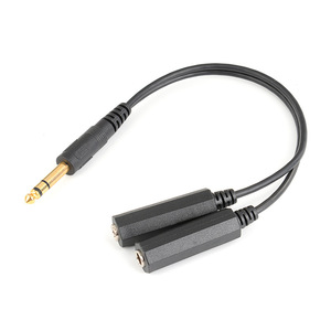 Audio Converter 6.35mm Male To Dual 6.35mm Female <b>Splitter</b> <b>Cable</b> For Audio Devices - Product Image 2