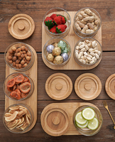 Frasco de Vidrio con Tapa de Bambú Hecho a Mano, Ecológico y Resistente a la Humedad, Bandeja para Frutas, Semillas de Melón, Aperitivos, Especias, Té, Almacenamiento de Alimentos, Perfecto para la Cocina