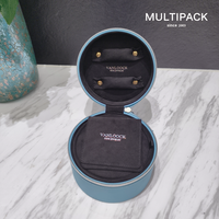 Étui de voyage rond personnalisé en cuir PU pour bijoux, boîte de rangement portable pour bijoux avec fermeture éclair, pour bagues et boucles d'oreilles, OEM