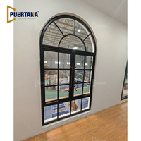 Ventana abatible de Marco Delgado arqueado Ventanas francesas de aluminio con aspecto de acero