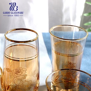 En stock la commande faible QUANTITÉ MINIMALE DE COMMANDE ion électrolytique Arabe style gobelet en verre tasses à thé vin verre flûte à <span class=keywords><strong>champagne</strong></span> avec réel or jante - Product Image 4